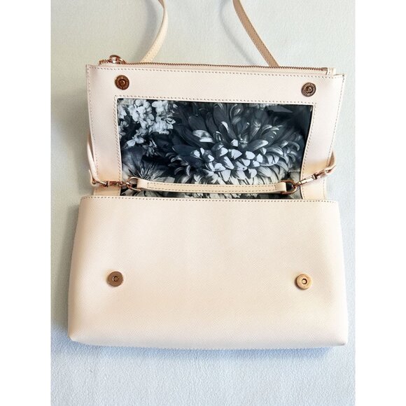 Ted Baker Britany Crosshatch Leather Rose Gold Crossbody Clutch Bag in Pale Pink - Picture 3 of 8